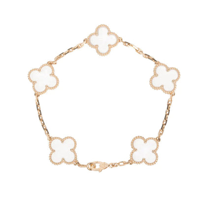 [Regalia jewelry]CLOVER 5 MOTIF ROCK CRYSTAL PINK GOLD BRACELET