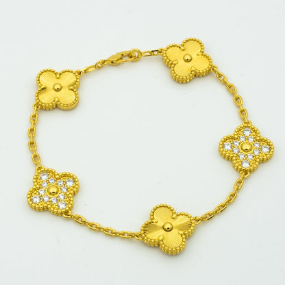 [Regalia jewelry]CLOVER BRACELET 5 MOTIFS GOLD DIAMOND