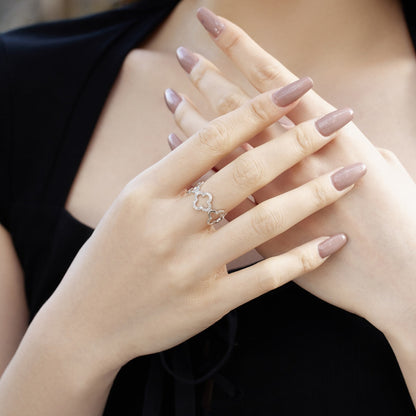 [Regalia jewelry]Hollow Design Four-Leaf Clover Flower Shape Ring