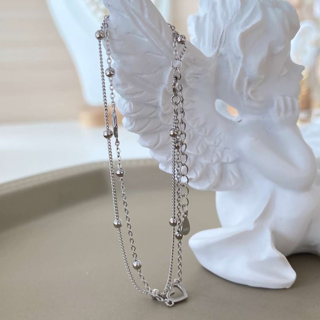 [Regalia jewelry]Dainty Double Layer Love Heart Bracelet