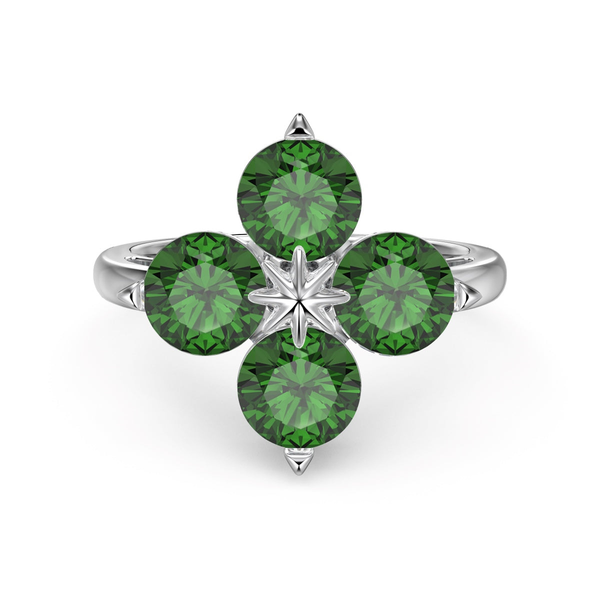 [Regalia jewelry]Four-Leaf Clover Eight-Pointed Star Ring