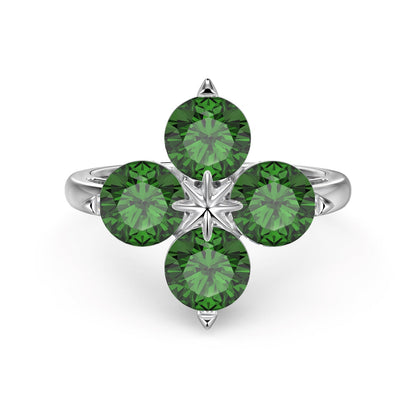 [Regalia jewelry]Four-Leaf Clover Eight-Pointed Star Ring