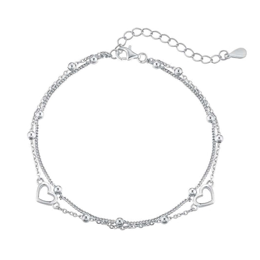[Regalia jewelry]Dainty Double Layer Love Heart Bracelet
