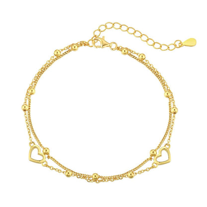 [Regalia jewelry]Dainty Double Layer Love Heart Bracelet