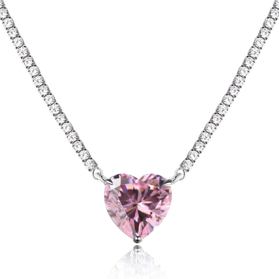 [Regalia jewelry]8.0 Carat Versatile Colorful Sweet Heart-Shaped Tennis Necklace