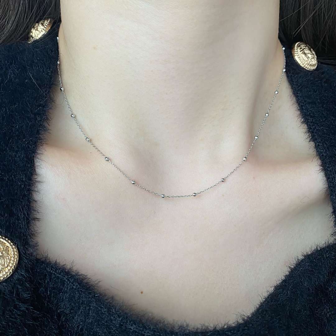 [Regalia jewelry]Small Bead Clavicle Chain Simple Necklace