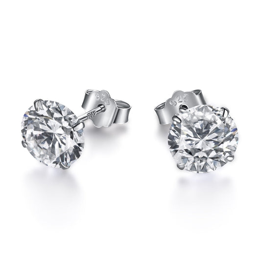 [Regalia jewelry]Stylish Shiny Round Center Stone Stud Earrings