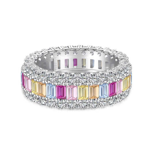 [Regalia jewelry]Dainty Colorful Radiant Cut Daily Ring