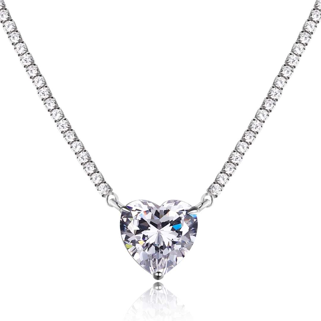 [Regalia jewelry]8.0 Carat Versatile Colorful Sweet Heart-Shaped Tennis Necklace