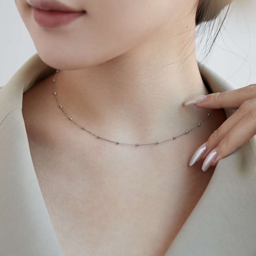 [Regalia jewelry]Small Bead Clavicle Chain Simple Necklace