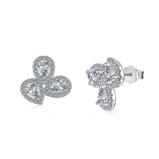 [Regalia jewelry]Ornate Flower Shape Pear Cut Lover Earrings
