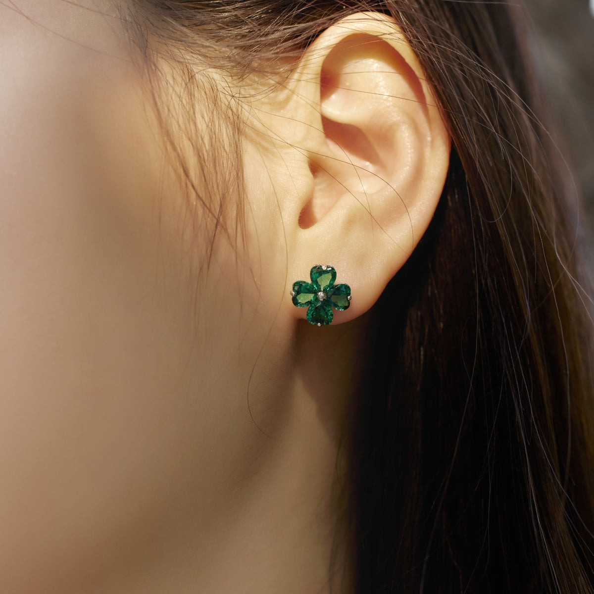 [Regalia jewelry]Four-Leaf Clover Ball Earrings