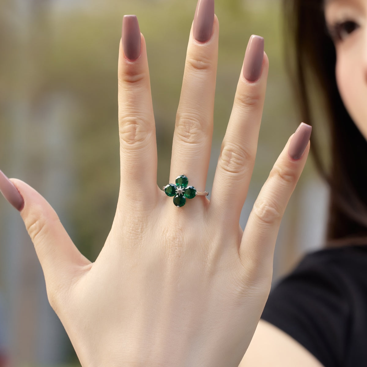 [Regalia jewelry]Four-Leaf Clover Eight-Pointed Star Ring