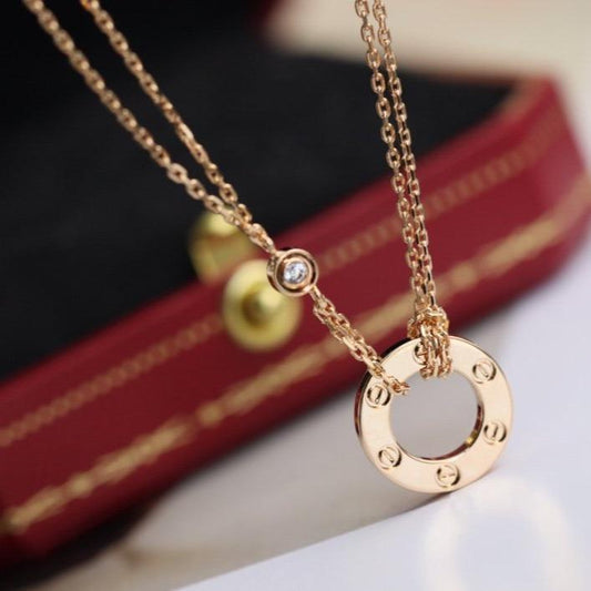 [Regalia jewelry]LOVE NECKLACE ADJUSTABLE ROSE GOLD 2 DIAMOND