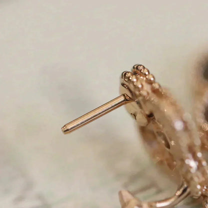 [Regalia jewelry]CLOVER MEDIUM 1 MOTIFS FUll DIAMOND EARRINGS