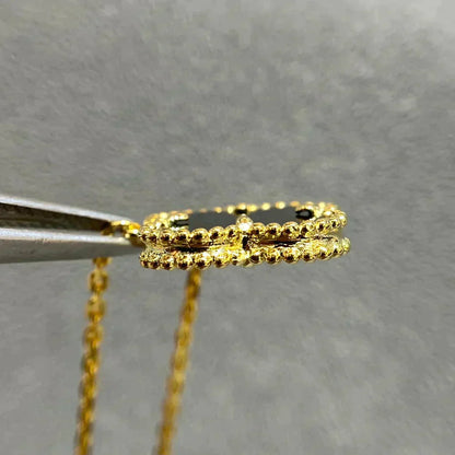 [Regalia jewelry]CLOVER 15MM BLACK ONYX SINGLE FLOWER NECKLACE