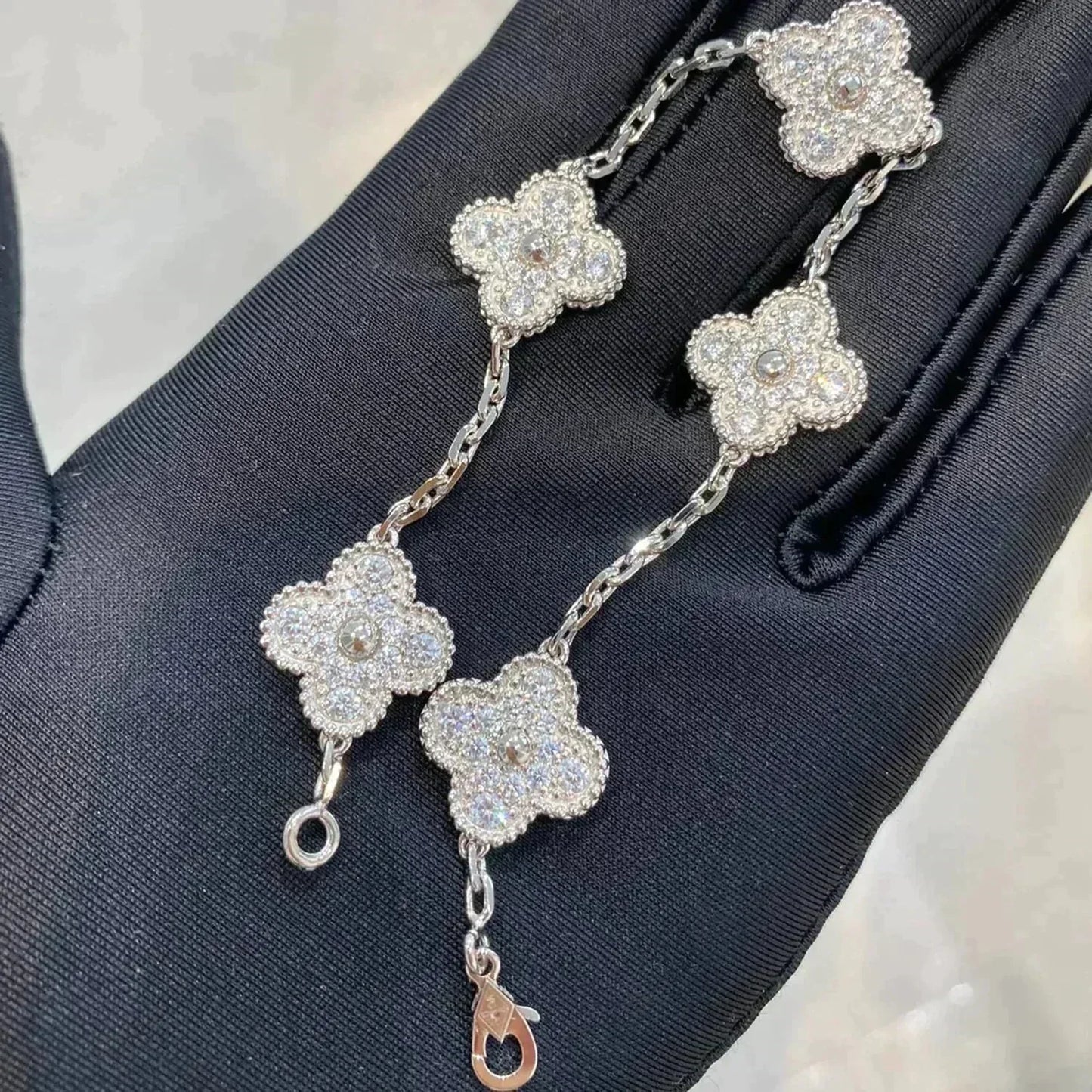 [Regalia jewelry]CLOVER 5 MOTIFS  DIAMOND BRACELET SILVER