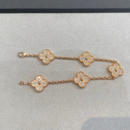 [Regalia jewelry]CLOVER 5 MOTIFS  FULL DIAMOND BRACELET