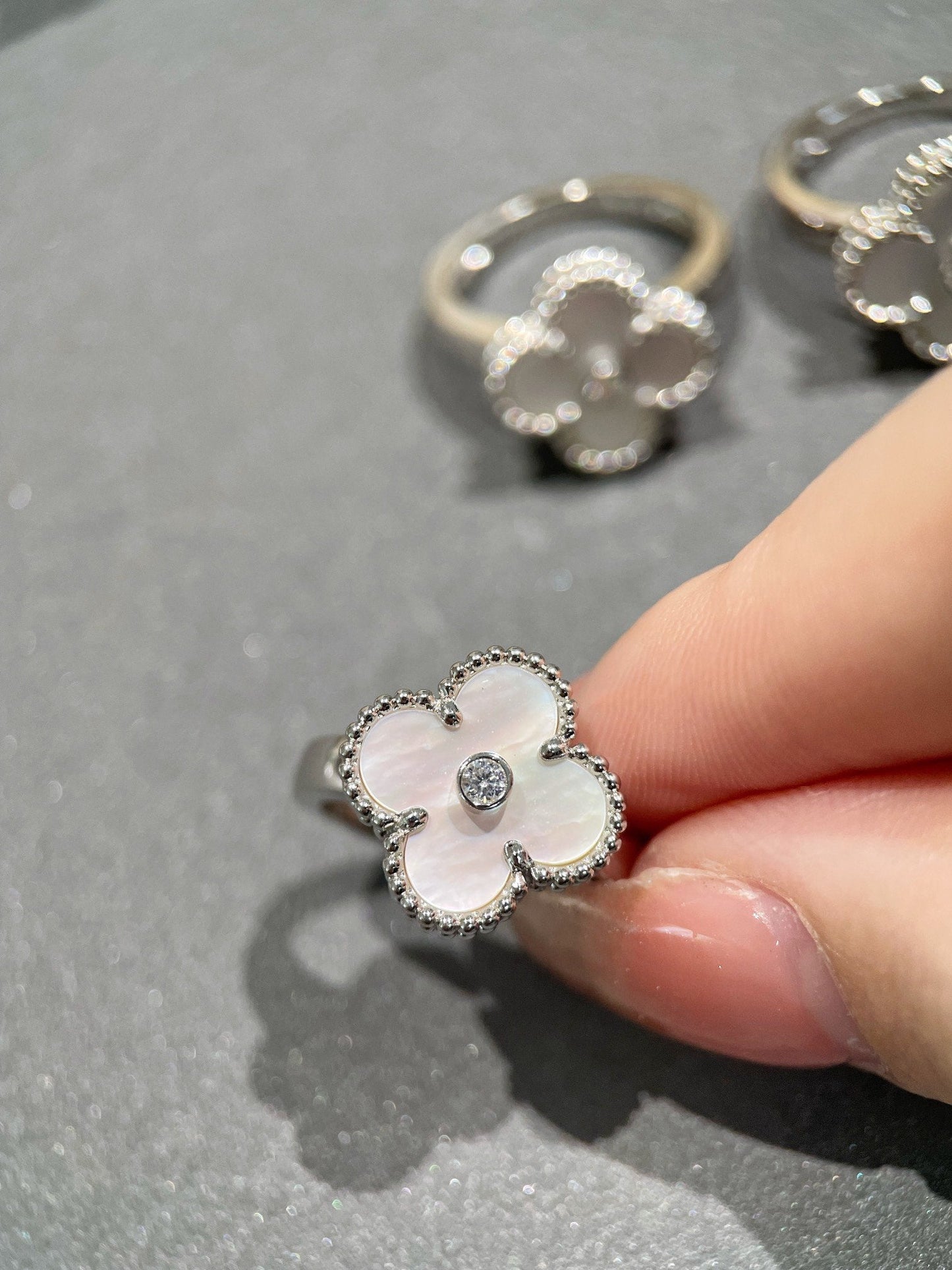 [Regalia jewelry]CLOVER SILVER MOP DIAMOND RING