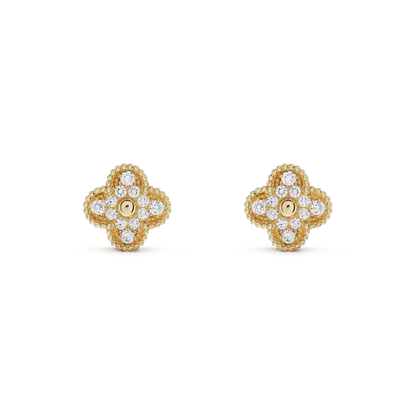 [Regalia jewelry]CLOVER MEDIUM 1 MOTIFS FUll DIAMOND EARRINGS