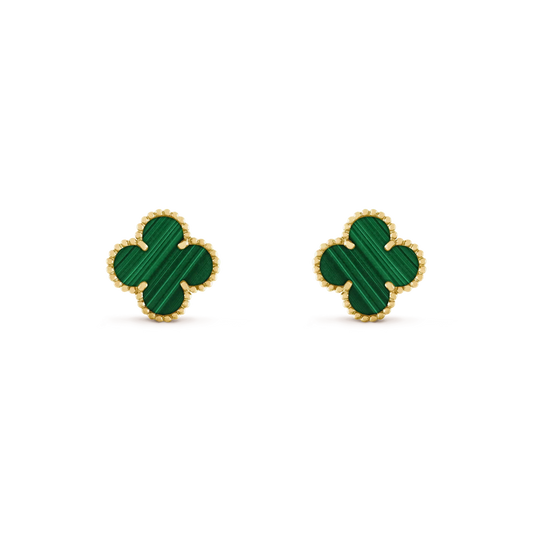 [Regalia jewelry]CLOVER MEDIUM 1 MOTIFS MALACHITE  EARRINGS