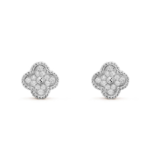[Regalia jewelry]CLOVER MINI DIAMOND STUD EARRINGS