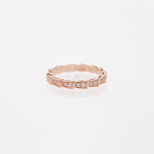 [Regalia jewelry]SERPENTI RING PINK GOLD DIAMOND PAVED 3MM