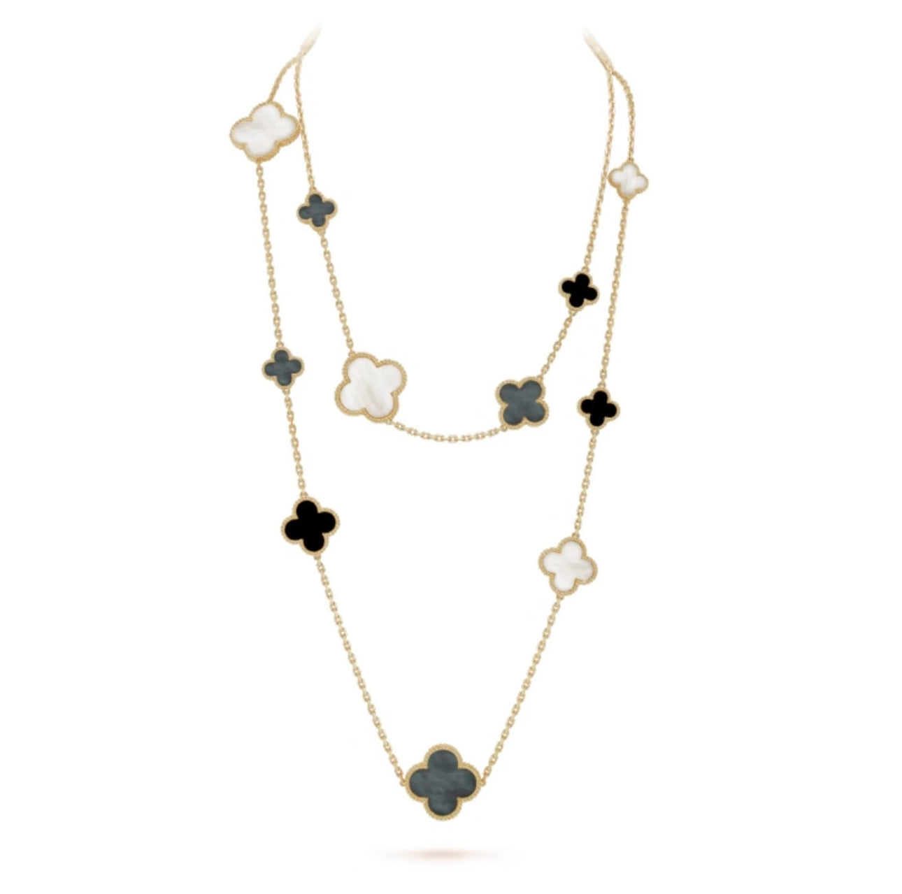 [Regalia jewelry]CLOVER 16 MOTIF WHITE NECKLACE