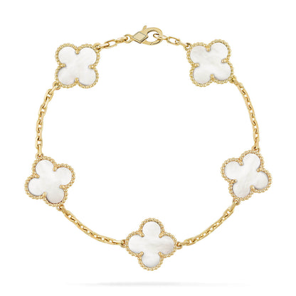 [Regalia jewelry]CLOVER  5 MOTIF WHITE MOP BRACELET