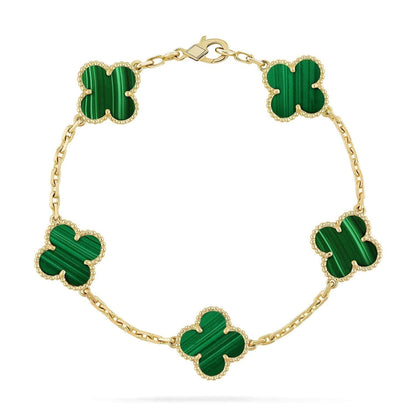 [Regalia jewelry]CLOVER 5 MOTIFS MALACHITE BRACELET