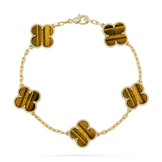 [Regalia jewelry]CLOVER  5 MOTIFS TIGER EYE BRACELET