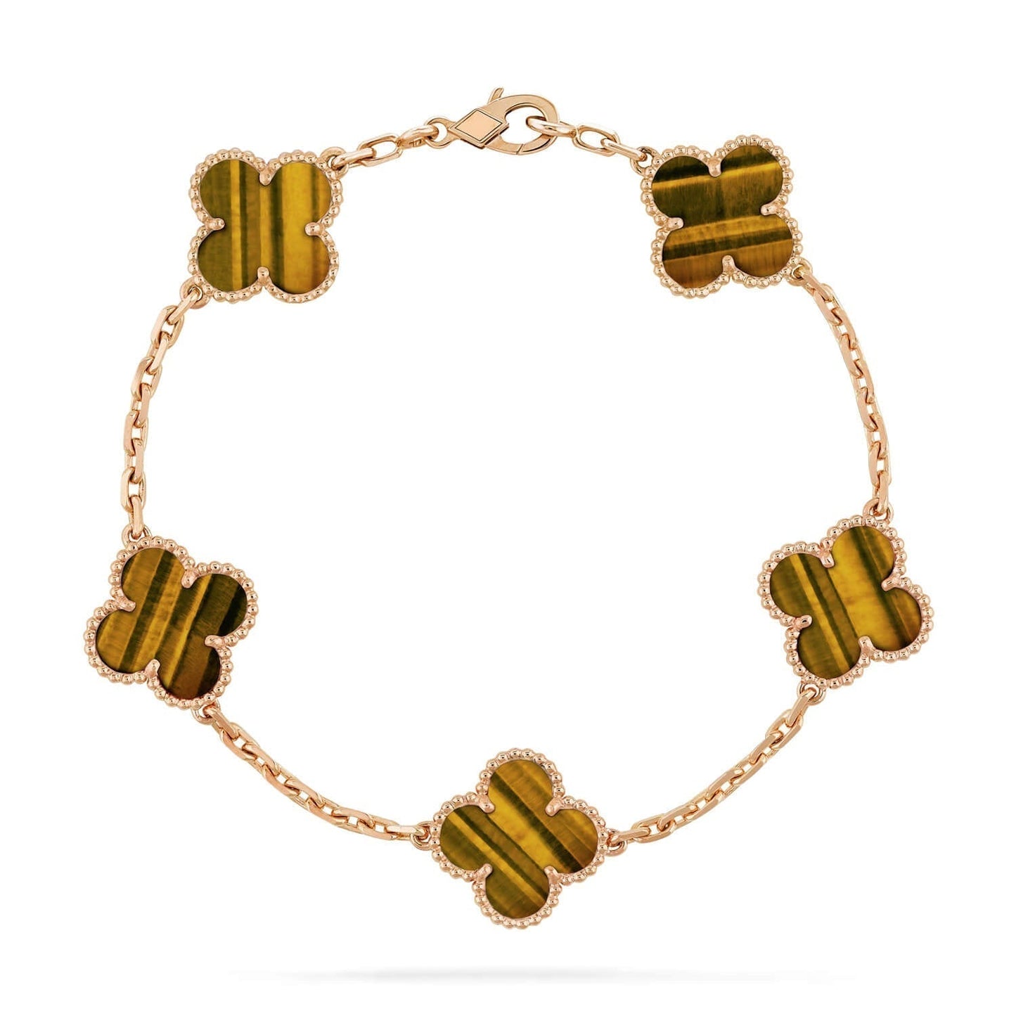 [Regalia jewelry]CLOVER  5 MOTIFS TIGER EYE BRACELET