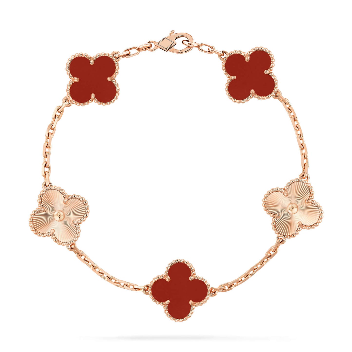 [Regalia jewelry]CLOVER  5 MOTIFS CARNELIAN GOLD BRACELET
