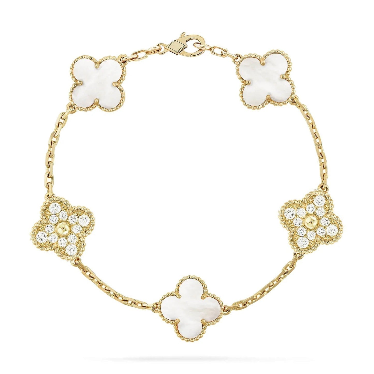[Regalia jewelry]CLOVER BRACELET 5 MOTIF WHITE MOP DIAMOND