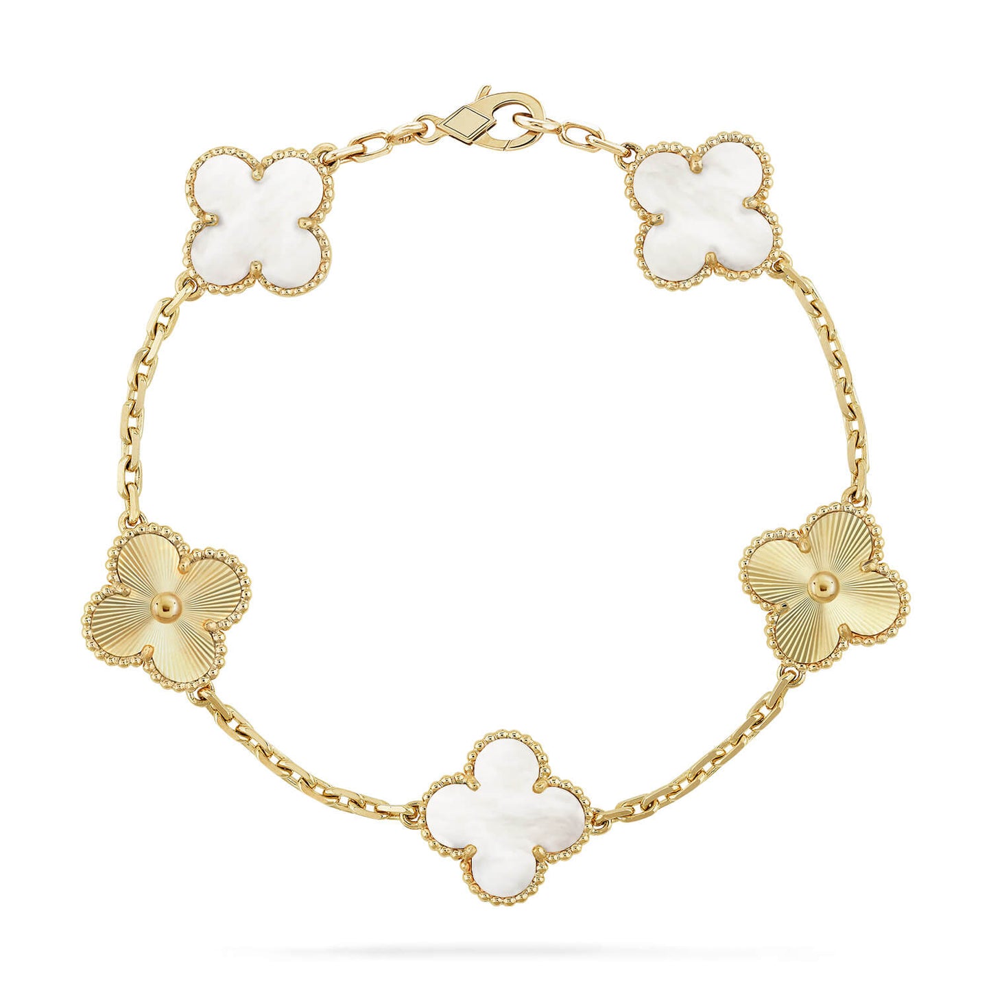 [Regalia jewelry]CLOVER 5 MOTIF WHITE MOP LASER BRACELET