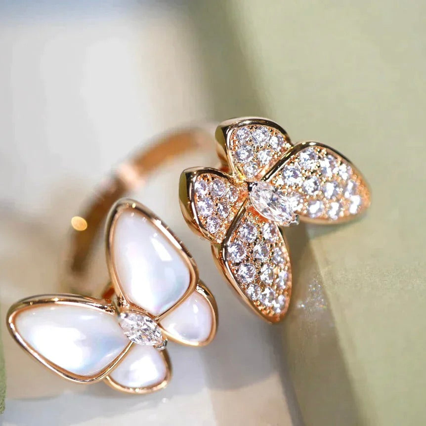 [Regalia jewelry]TWIN BUTTERFLY DIAMOND MOP RING