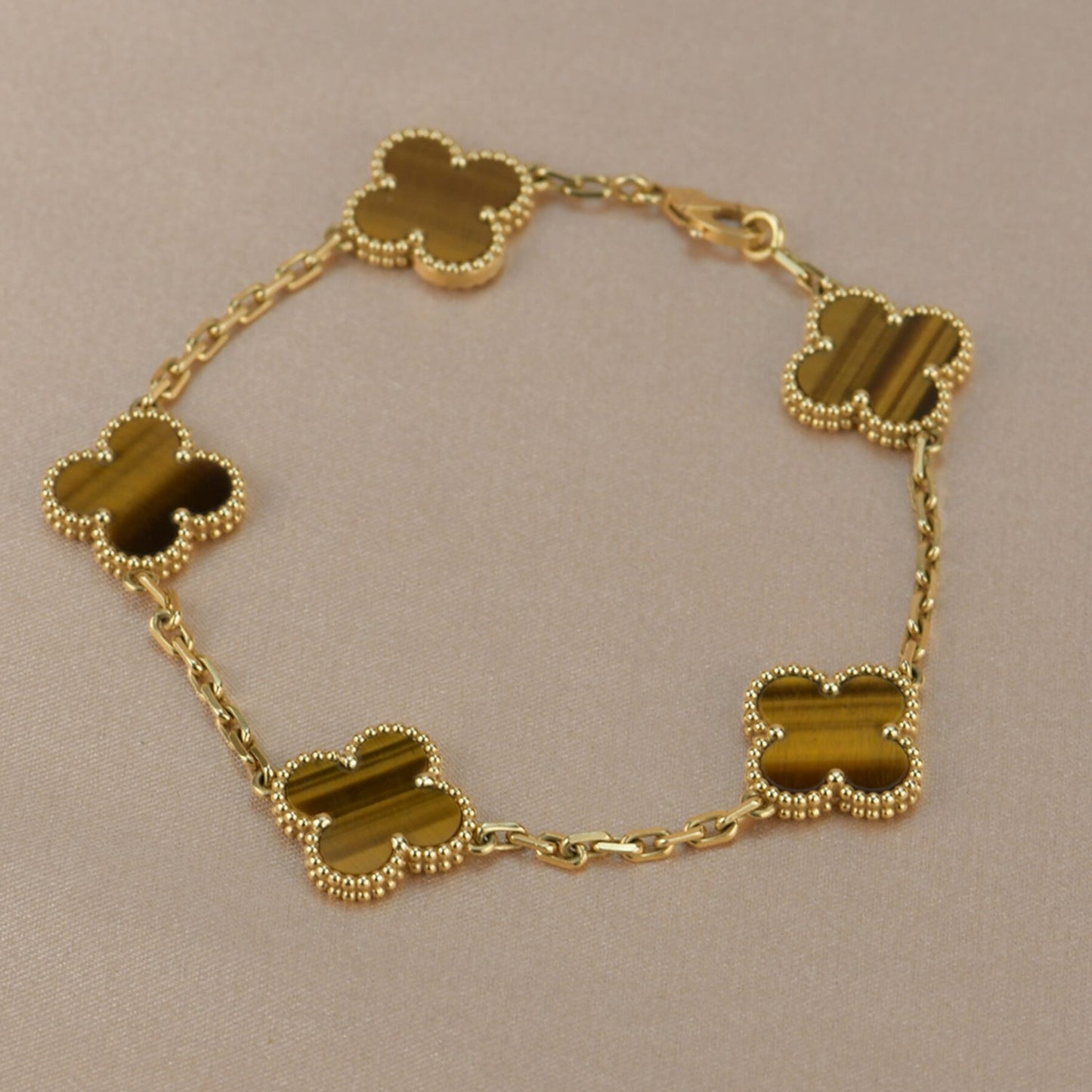 [Regalia jewelry]CLOVER  5 MOTIFS TIGER EYE BRACELET