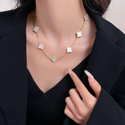 [Regalia jewelry]CLOVERS THE 10-MOTIFS WHITE MOTHER OF PEARL NECKLACE