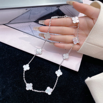 [Regalia jewelry]CLOVERS THE 10-MOTIFS WHITE MOTHER OF PEARL NECKLACE