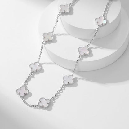 [Regalia jewelry]CLOVERS THE 10-MOTIFS WHITE MOTHER OF PEARL NECKLACE