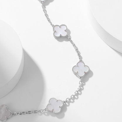[Regalia jewelry]CLOVERS THE 10-MOTIFS WHITE MOTHER OF PEARL NECKLACE
