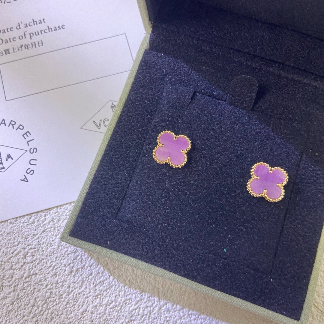 [Regalia jewelry]CLOVER MINI 9.5MM  PURPLE VIOLET EARRINGS
