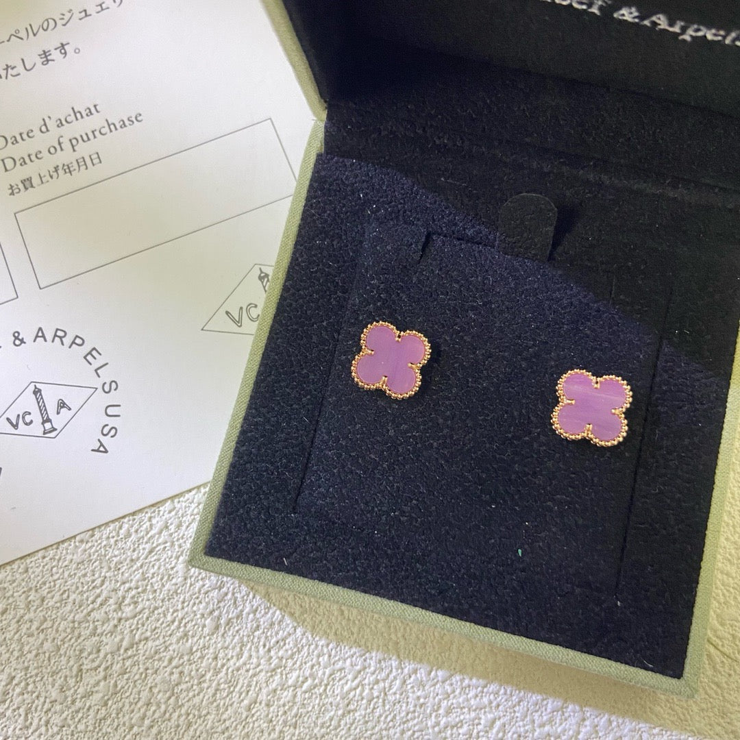 [Regalia jewelry]CLOVER MINI 9.5MM  PURPLE VIOLET EARRINGS