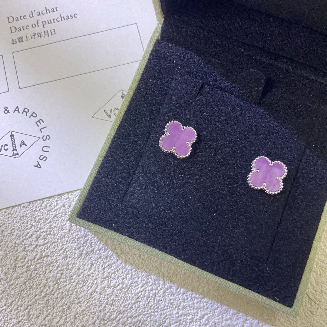 [Regalia jewelry]CLOVER MINI 9.5MM  PURPLE VIOLET EARRINGS
