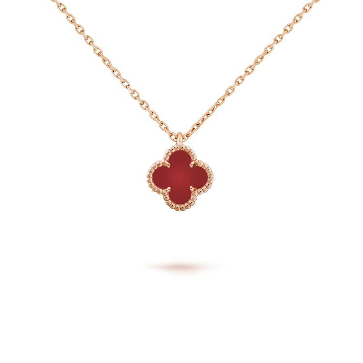 [Regalia jewelry]CLOVER MINI 9.5MM WHITE CARNELIANS NECKLACE