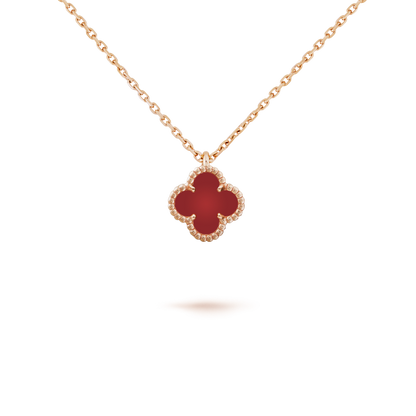 [Regalia jewelry]CLOVER MINI 9.5MM WHITE CARNELIANS NECKLACE