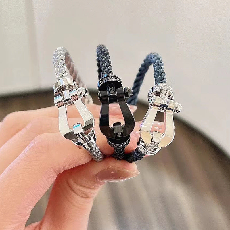 [Regalia jewelry]FORCE LARGE HORSESHOE FULL DIAMOND BRACELET SILVER