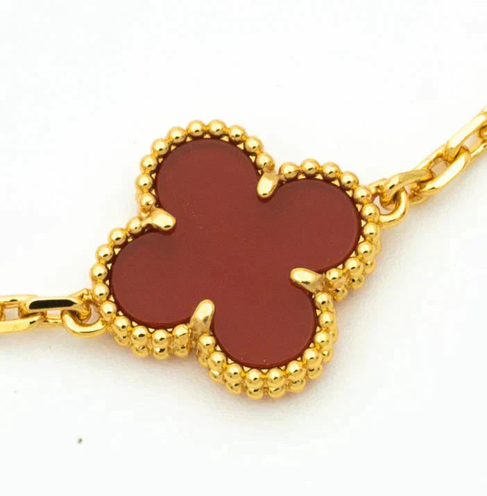 [Regalia jewelry]CLOVER 5 MOTIFS CARNELIAN DIAMOND BRACELET