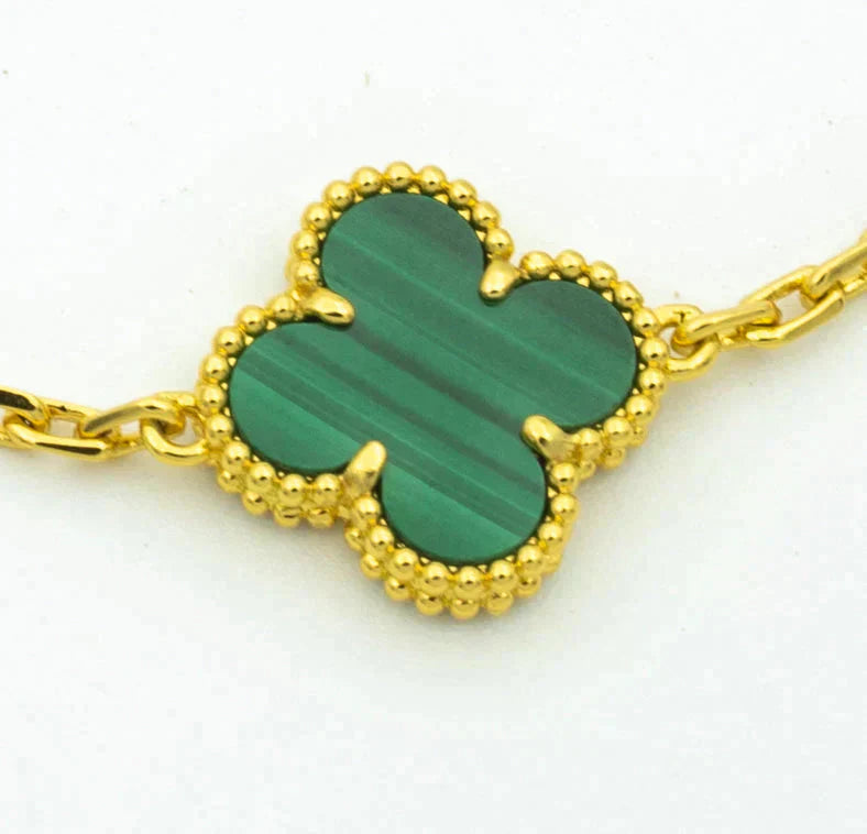[Regalia jewelry]CLOVER  5 MOTIF MALACHITE DIAMOND BRACELET