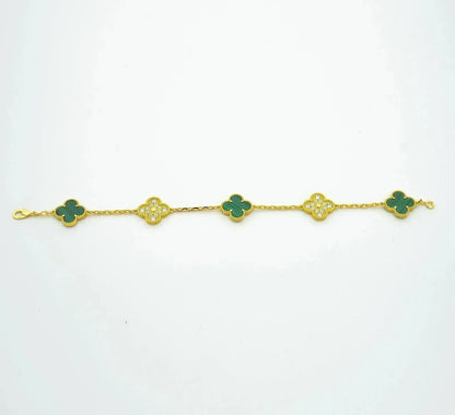 [Regalia jewelry]CLOVER  5 MOTIF MALACHITE DIAMOND BRACELET